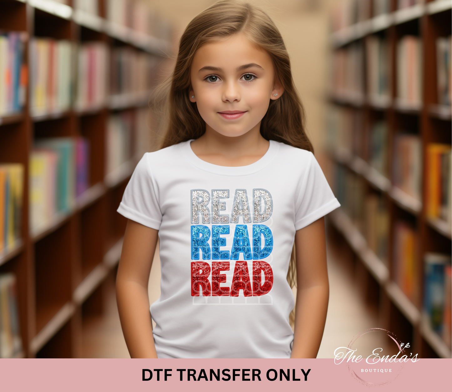 Read Read Read Faux Sequin DTF Transfer