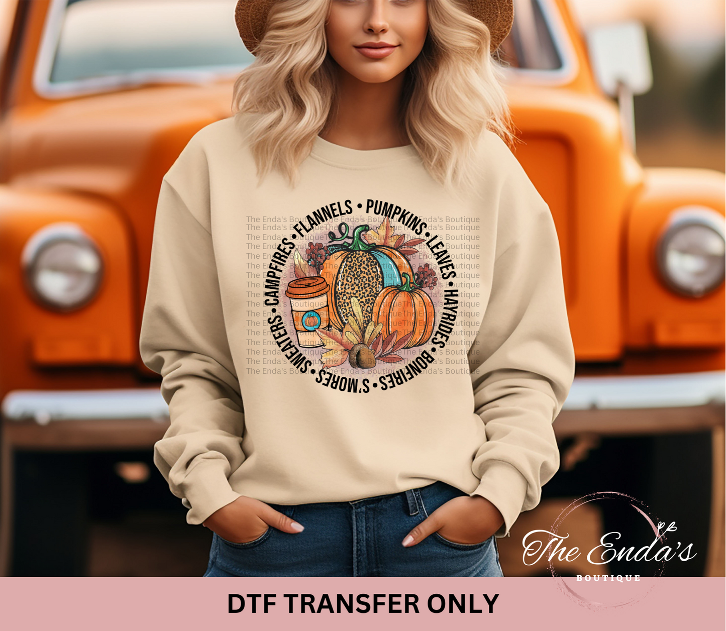 Round Fall Words DTF Transfer