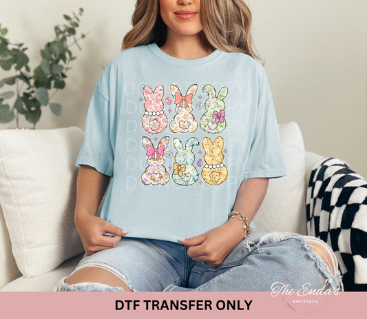 Spring Floral Bunnies DTF Transfer