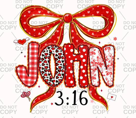 Valentine Coquette John 3:16 DTF Transfer
