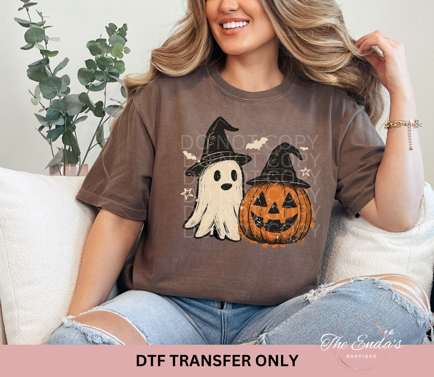 Witchy Ghost & Pumpkin DTF Transfer