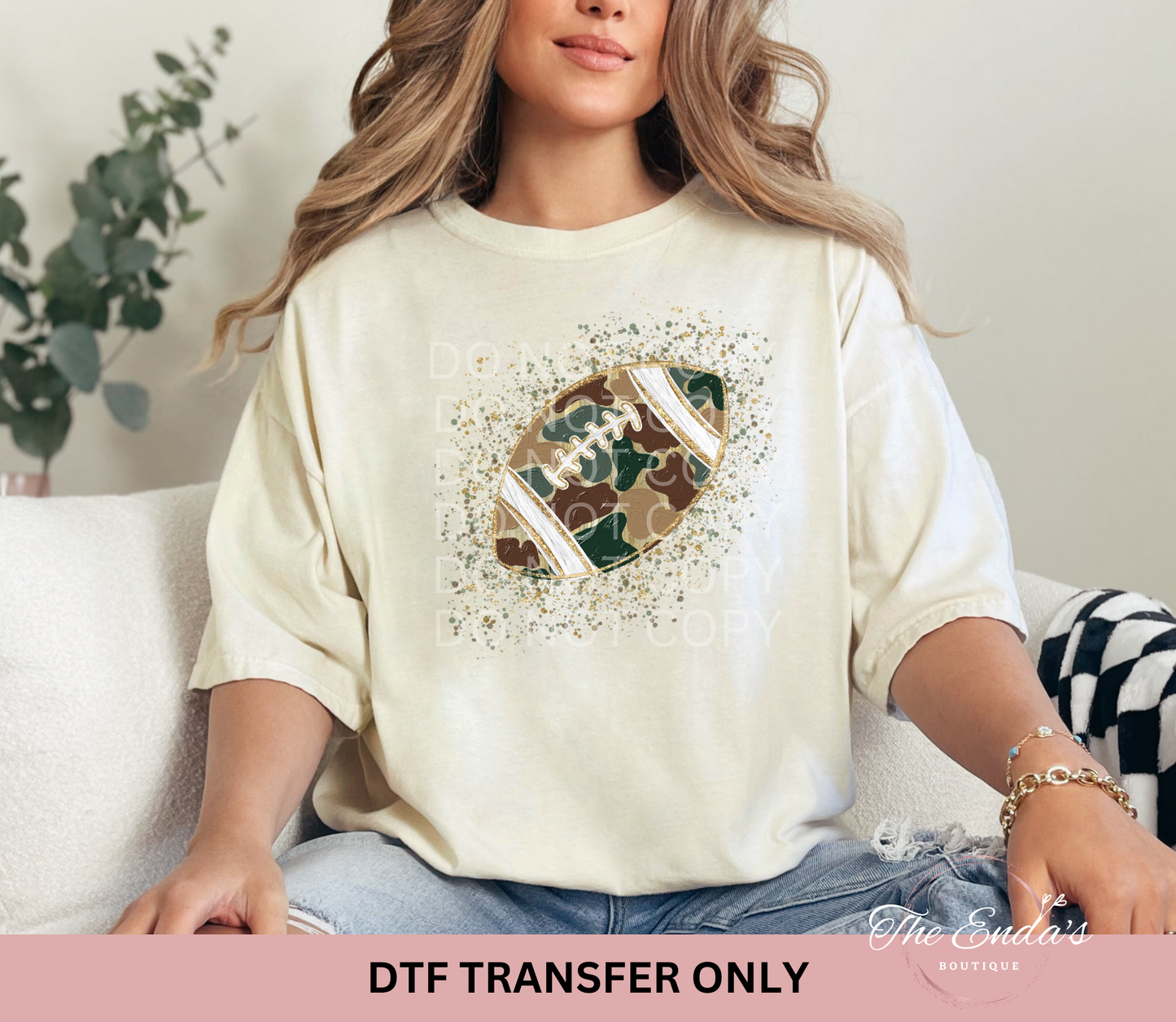 Personalized Splattered Camo Football DTF Transfer (YOU DON'T HAVE TO ADD A PERSONALIZATION)