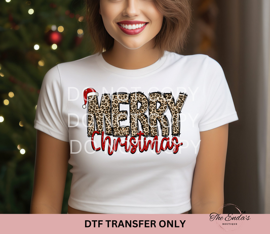 Leopard Merry Christmas DTF Transfer