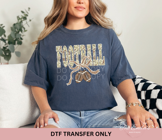 Distressed Camo Football Coquette DTF Transfer