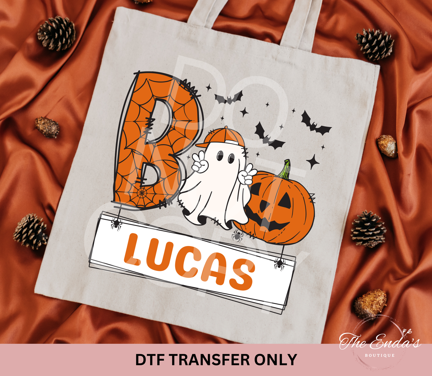 Personalized Orange Boo DTF Transfer