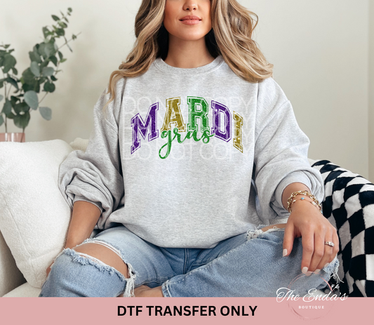 Mardi Gras Faux Sequin DTF Transfer