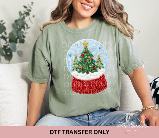 Faux Yarn Tree Snow Globe DTF Transfer