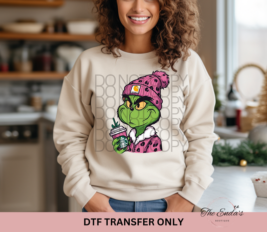 SB Boujee Grinch Pink DTF Transfer