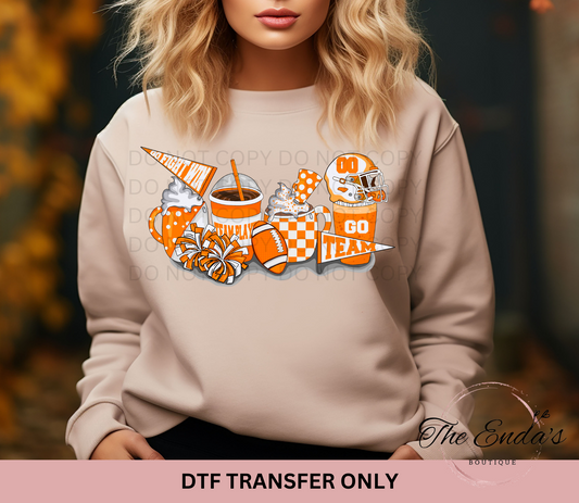 Orange & White TN Mugs DTF Transfer