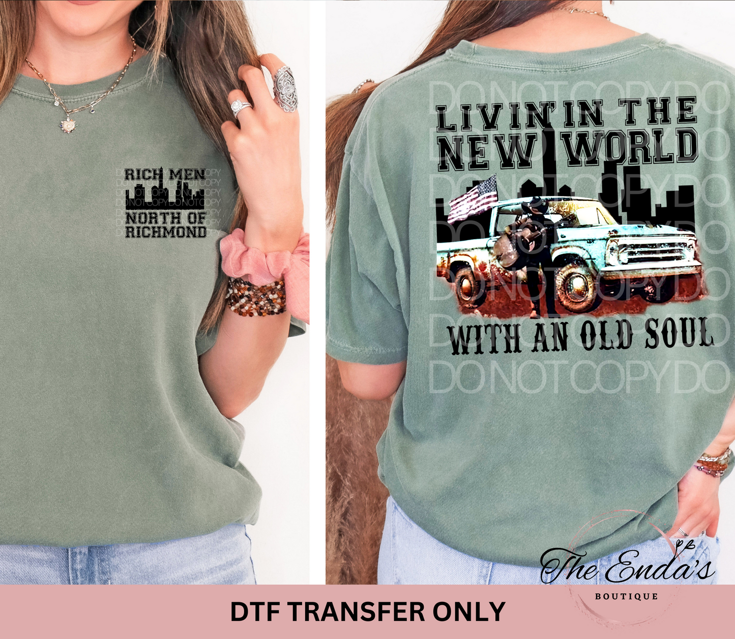 Rich Men North Of Richmond (FRONT/BACK SET) DTF Transfer