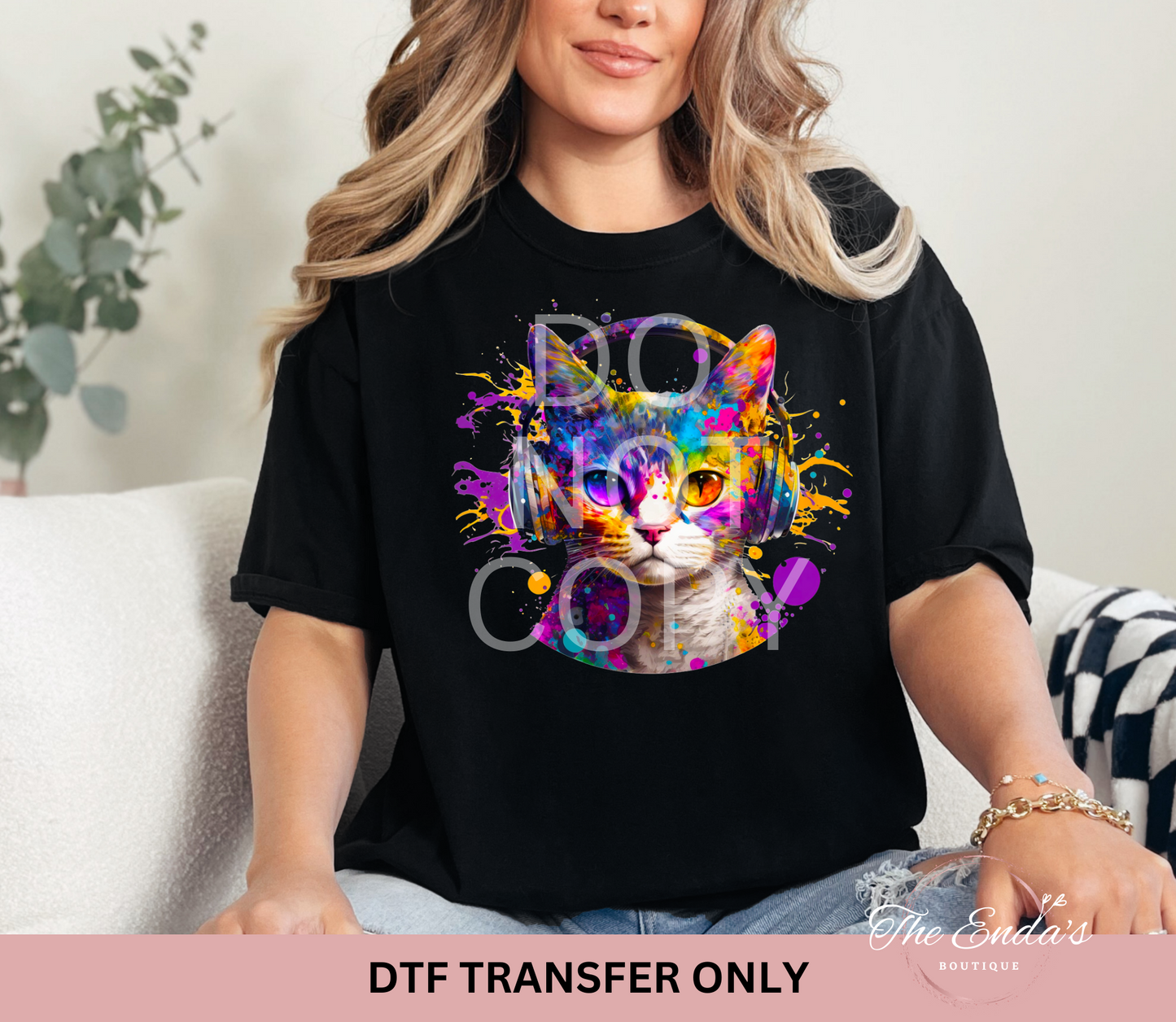 Neon Colorful Cat DTF Transfer