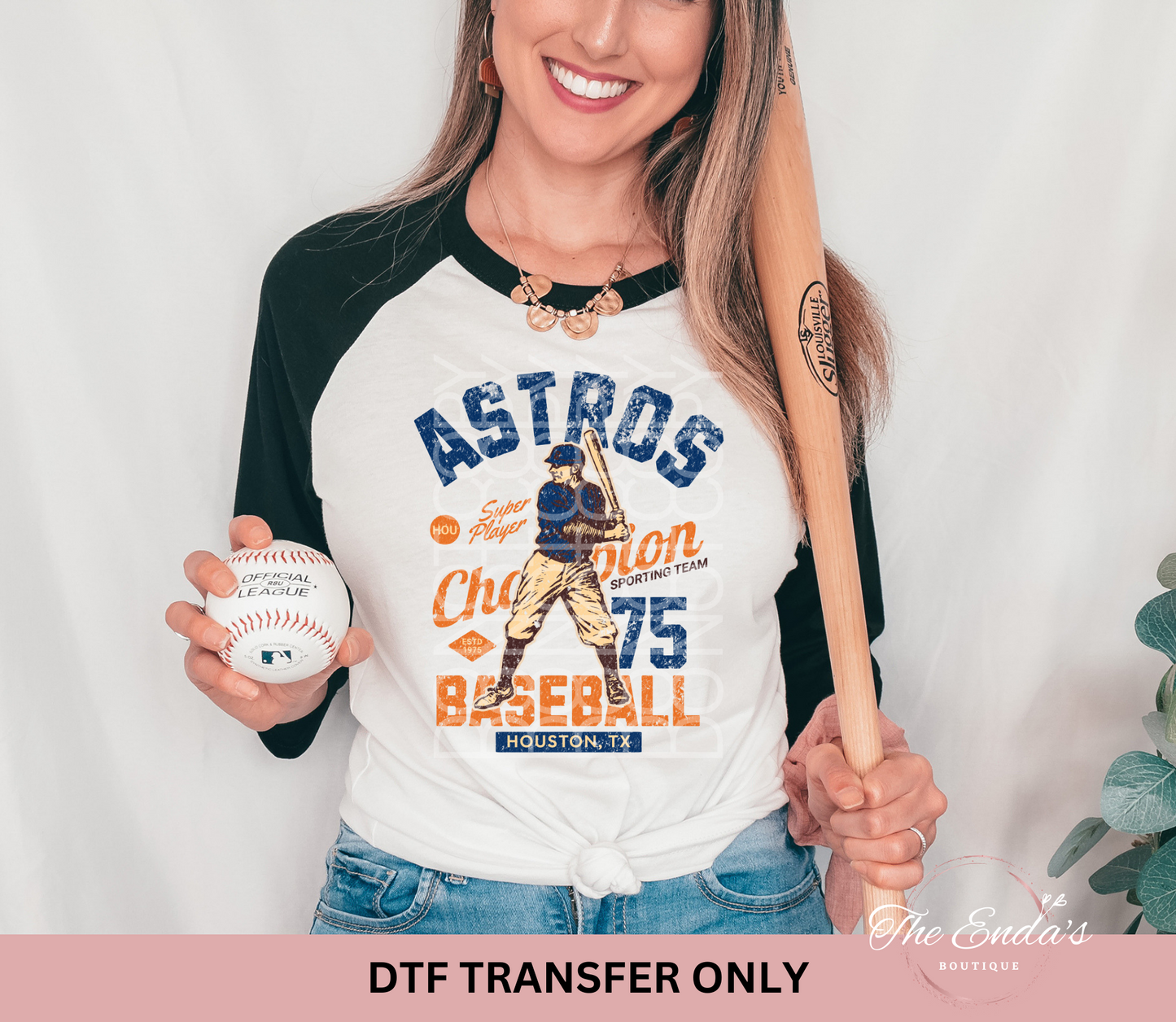 Vintage Astros Baseball DTF Transfer