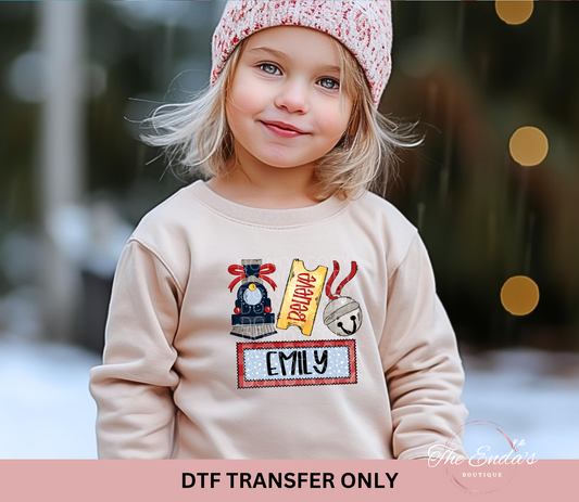 Personalized Girly Polar Express DTF Transfer