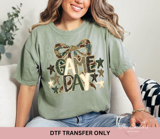 Camo Bow Game Day DTF Transfer