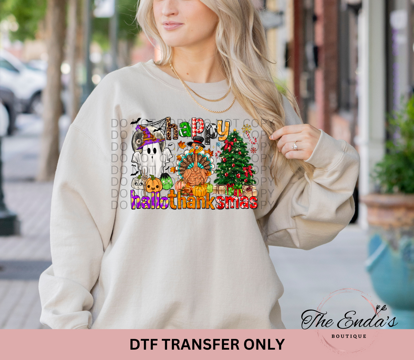 Happy Hallothanksmas DTF Transfer