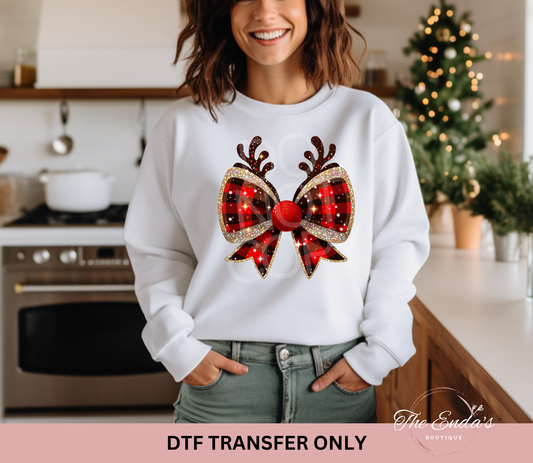 Reindeer Bow DTF Transfer