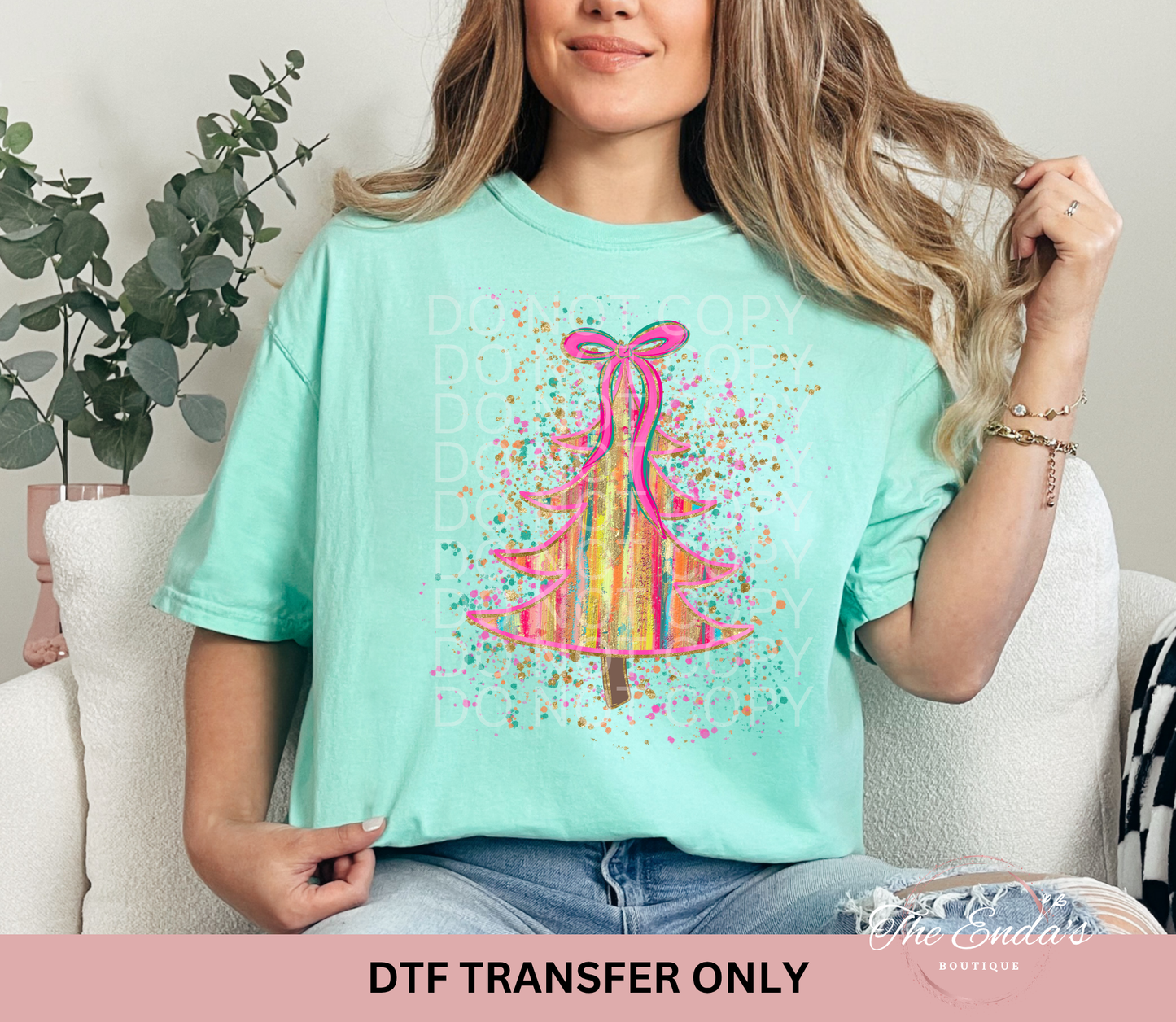 Brushstroke Splatter Bright Color Tree Coquette DTF Transfer