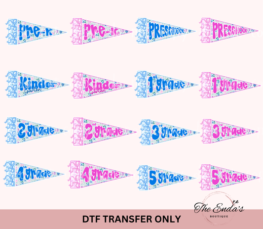 Grade Floral Coquette Pennant Flag DTF Transfer