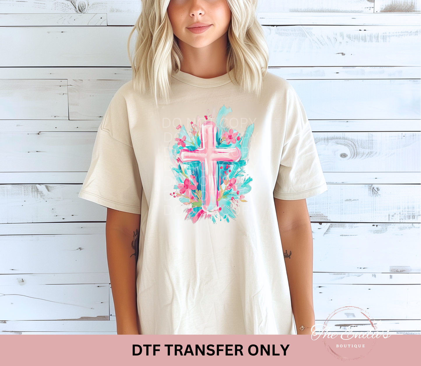 Brushstroke Floral Cross DTF Transfer