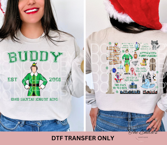 Vintage Buddy The Elf (FRONT/BACK SET) DTF Transfer