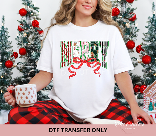 Christmas Pattern Merry Coquette DTF Transfer