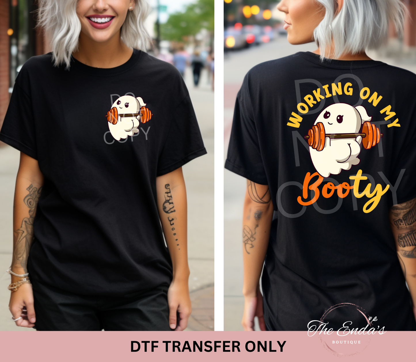 Ghosty Working On My Booty (FRONT/BACK SET) DTF Transfer