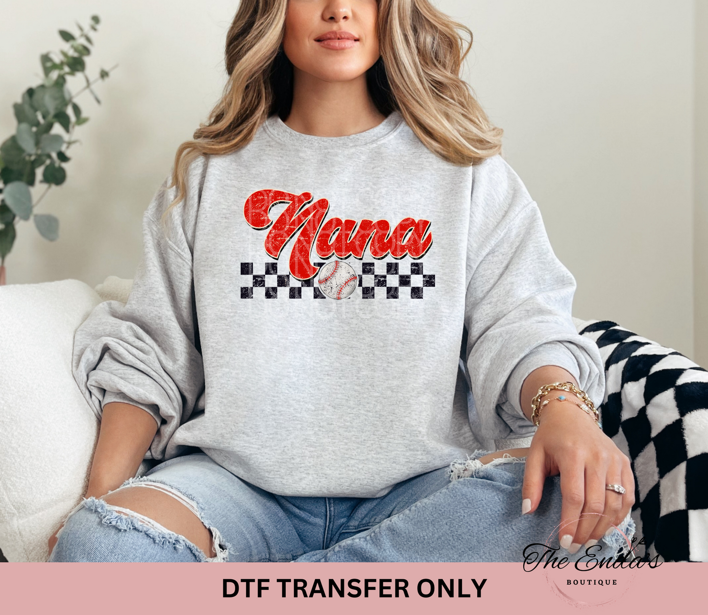 Nana Checkered Baseball DTF Transfer