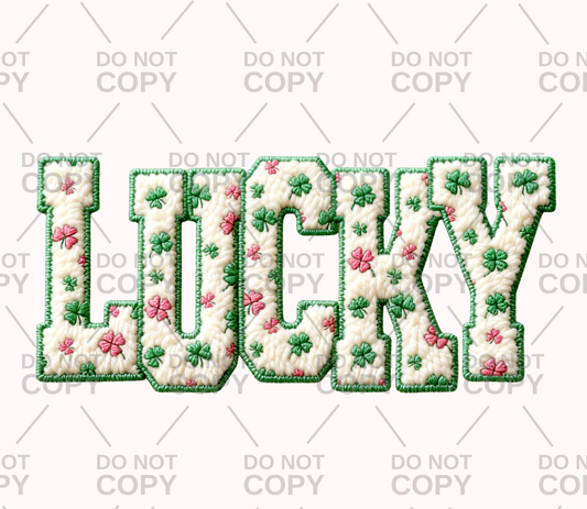Faux Yarn Lucky Shamrocks DTF Transfer