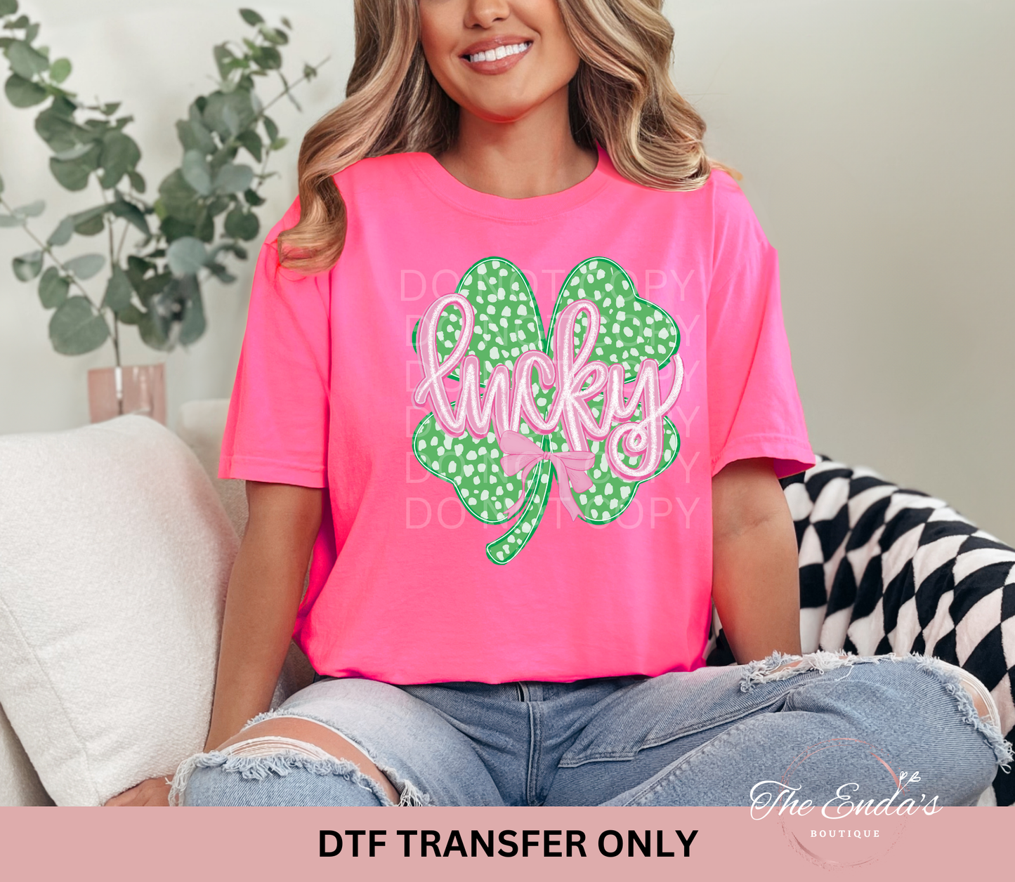 Preppy Lucky Shamrock DTF Transfer