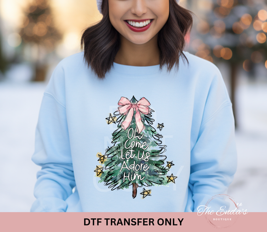 Oh Come Let Us Adore Him Tree DTF Transfer