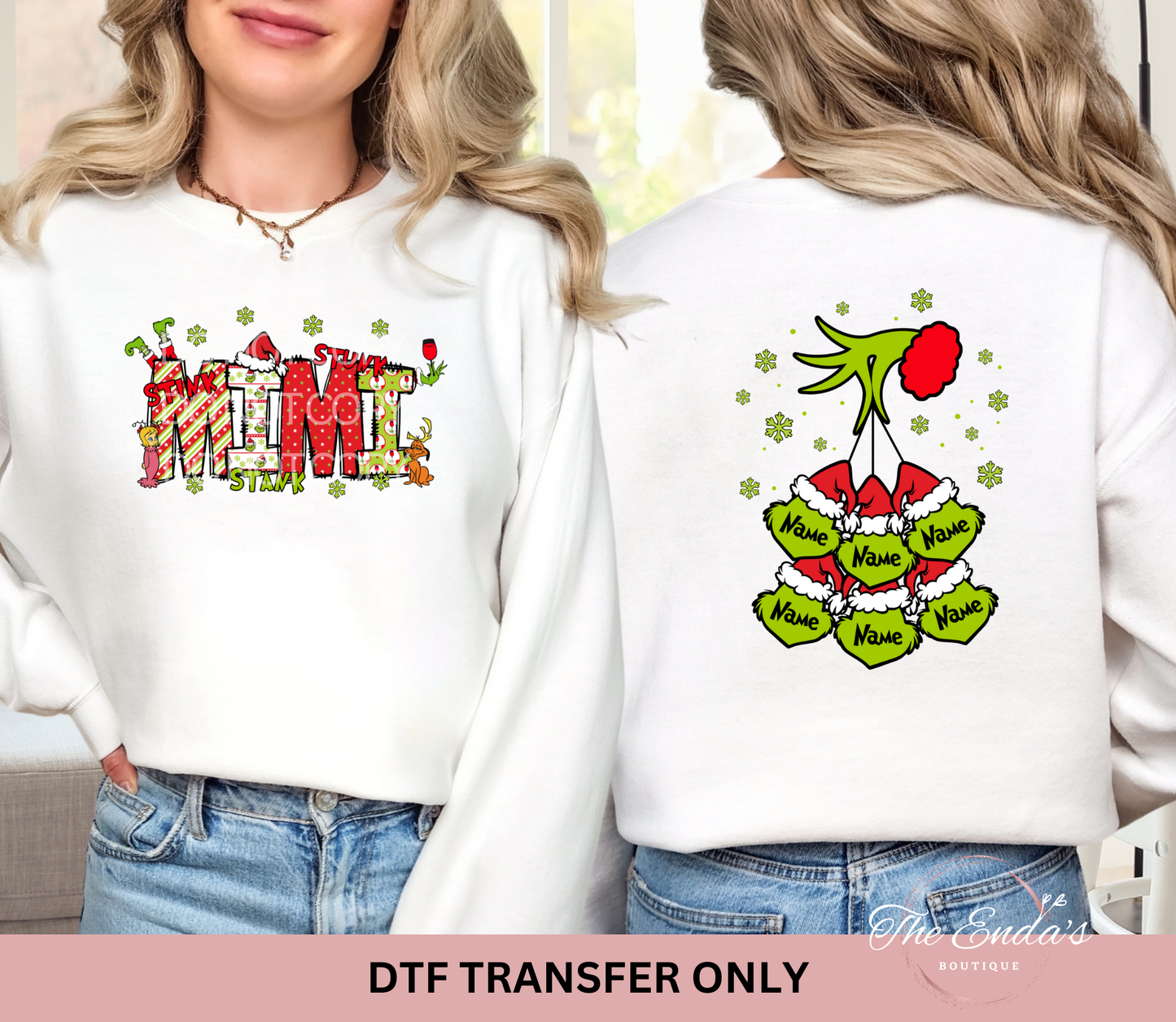 Green Man Personalized Kids Names (FRONT/BACK SET) DTF Transfer