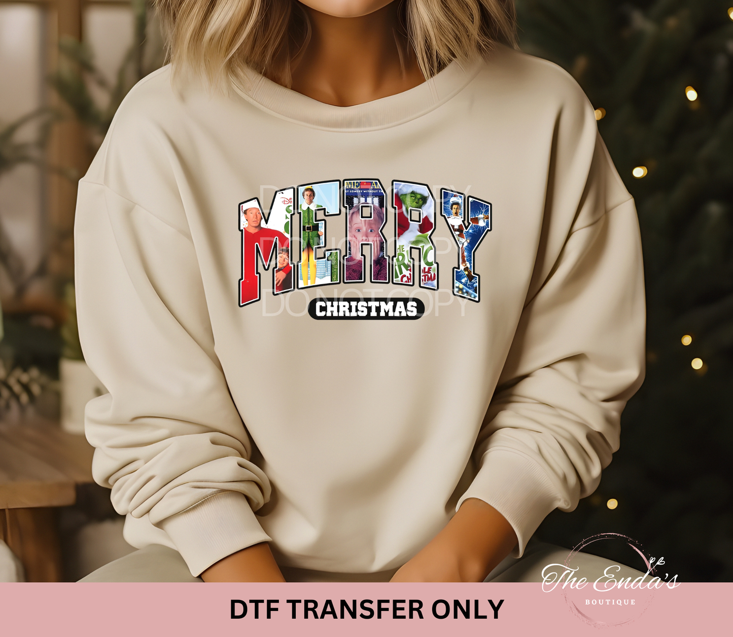 Christmas Movie Merry DTF Transfer **AVAILABLE IN THREE DIFFERENT COLORS**