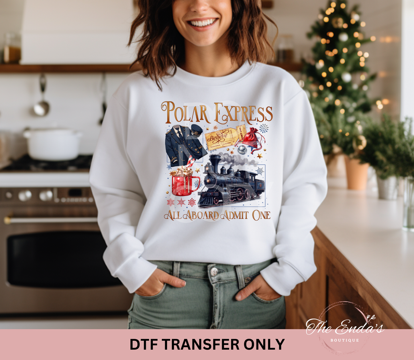 Polar Express All Aboard Admit One DTF Transfer