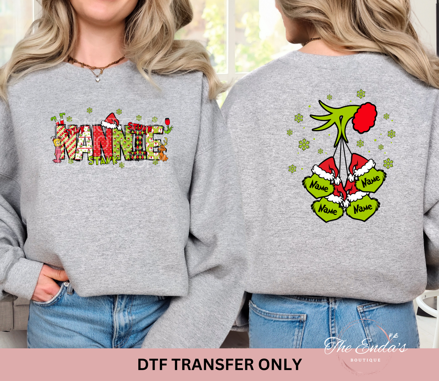 Green Man Personalized Kids Names (FRONT/BACK SET) DTF Transfer