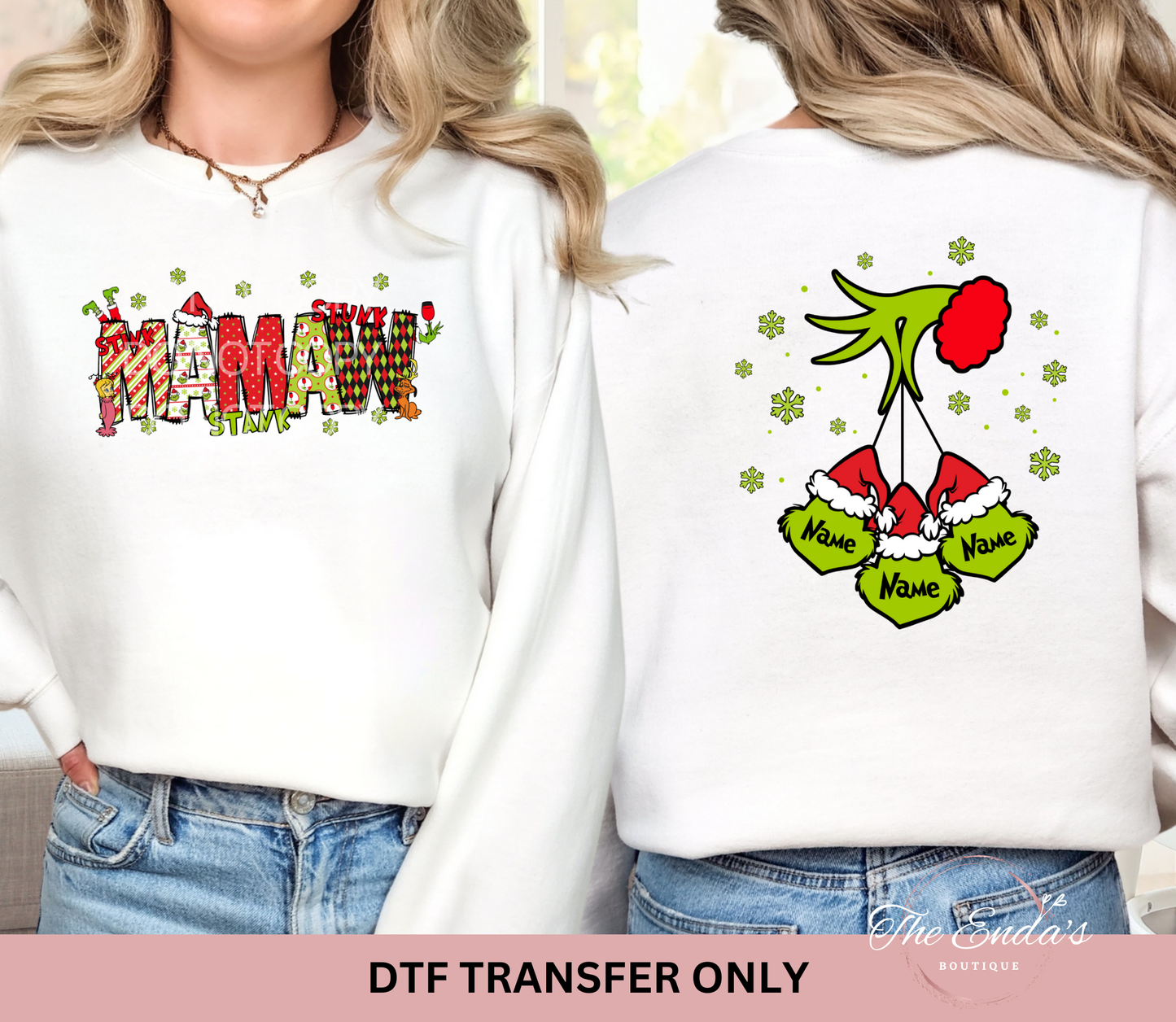 Green Man Personalized Kids Names (FRONT/BACK SET) DTF Transfer