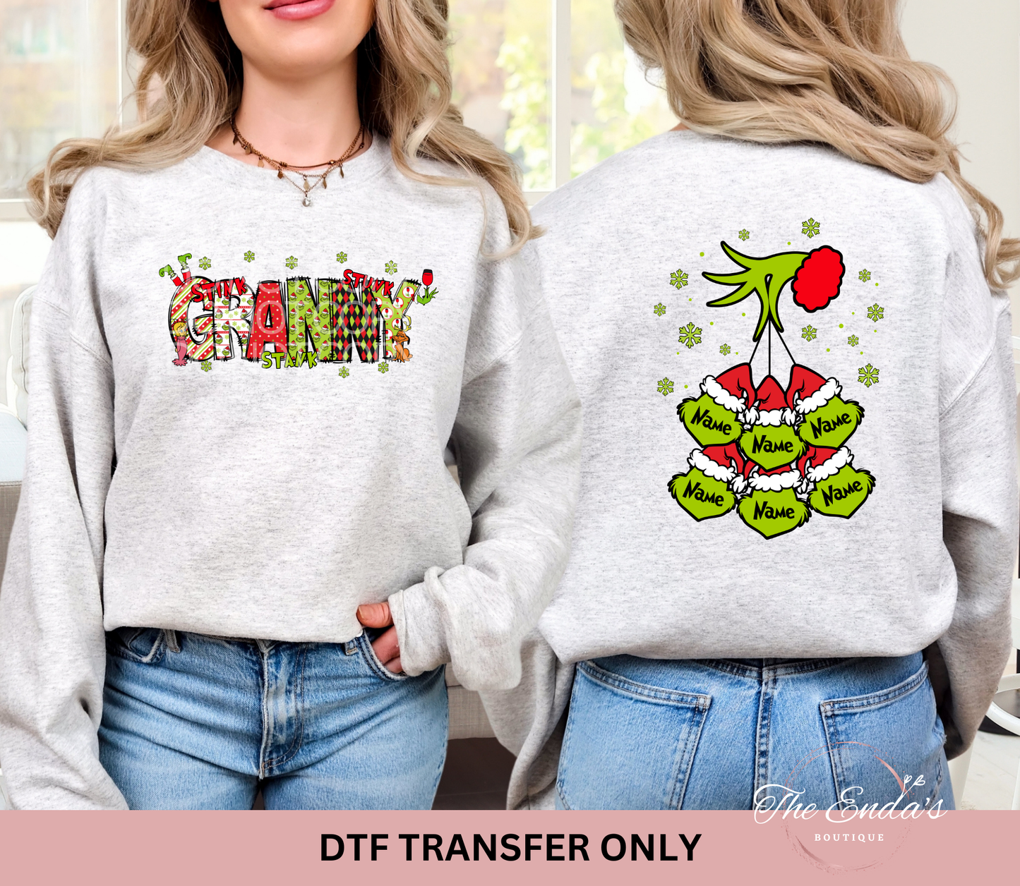 Green Man Personalized Kids Names (FRONT/BACK SET) DTF Transfer