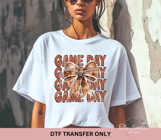 Football Game Day Bow DTF Transfer