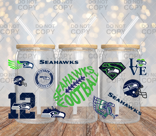Seahawks 16oz UV DTF Cup Wrap