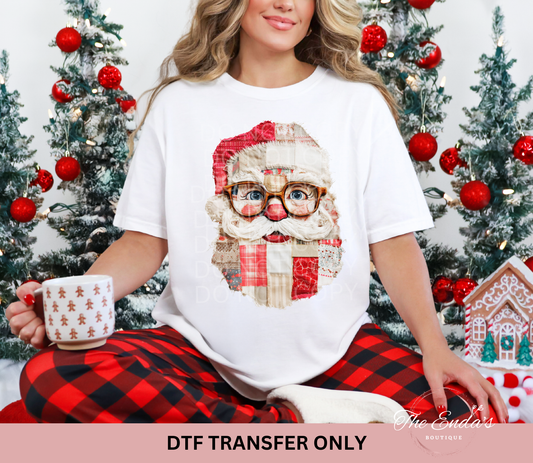 Santa Patchwork DTF Transfer