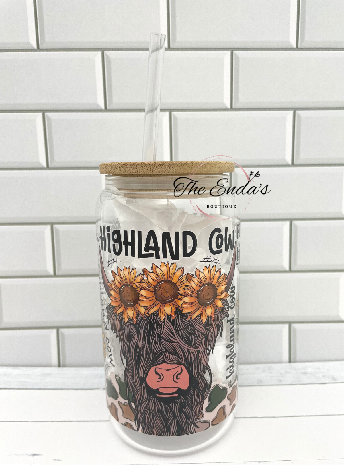 Highland Cow Glass Cup