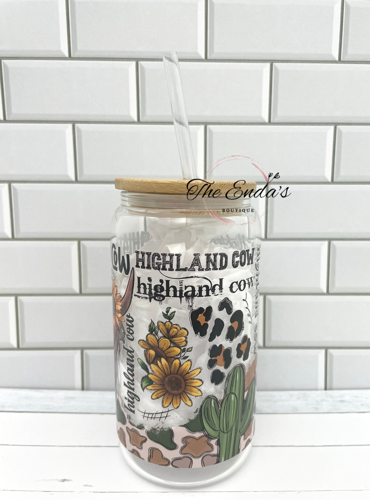 Highland Cow Glass Cup