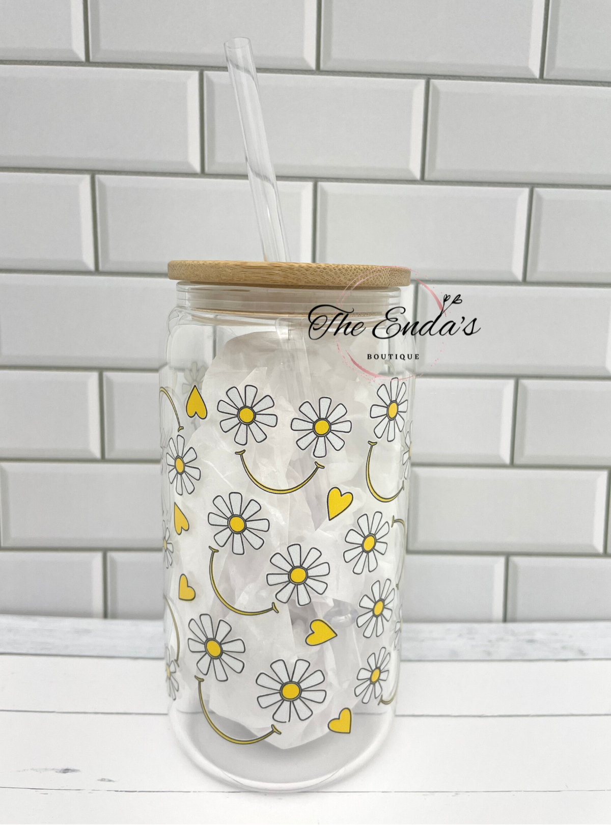 Happy Daisy Glass Cup