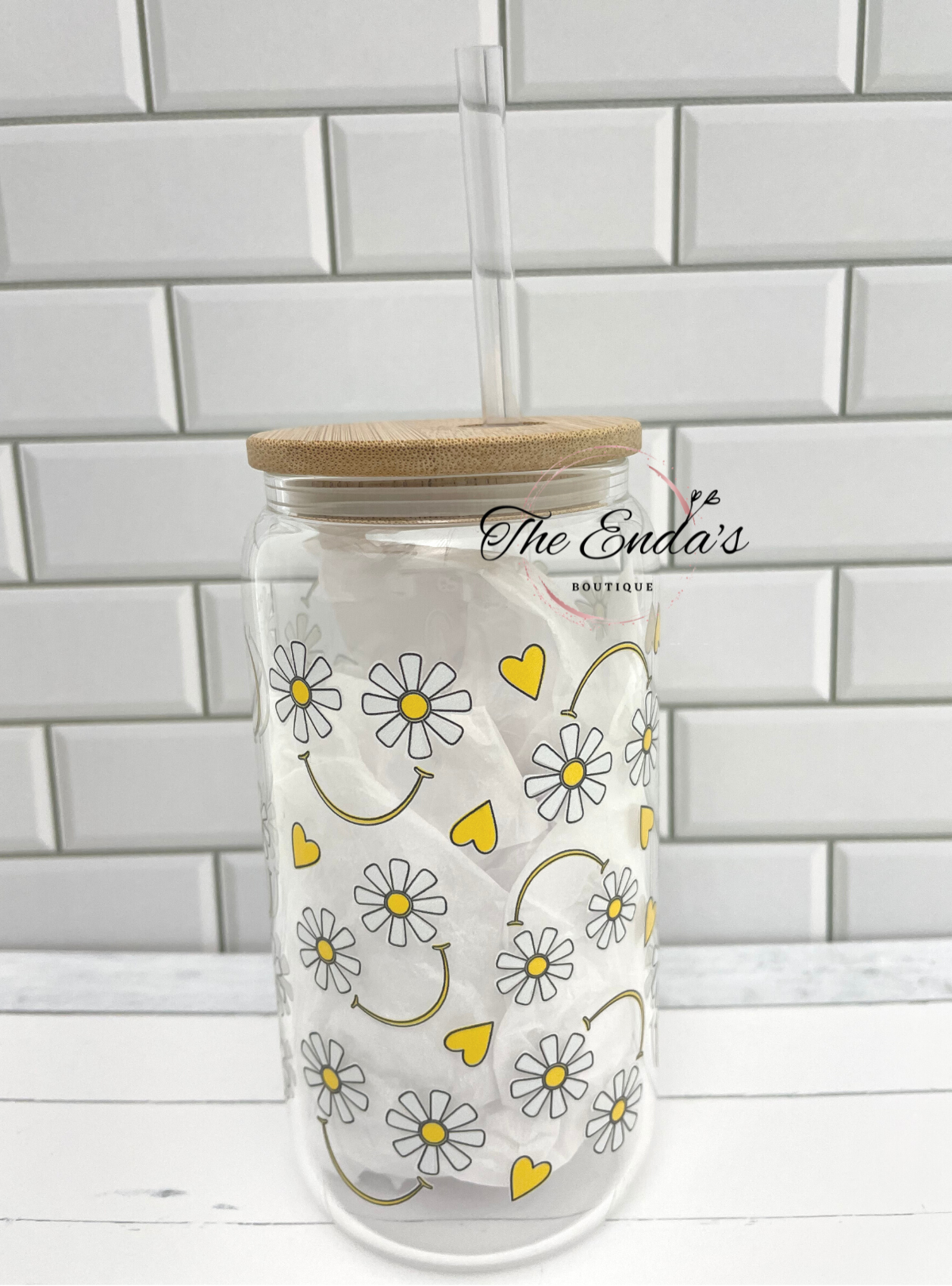 Happy Daisy Glass Cup