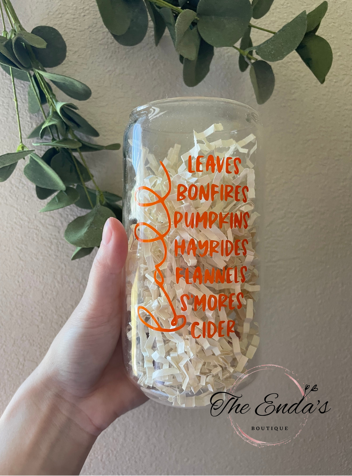 Fall Words Glass Cup