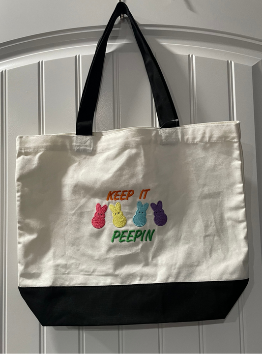 Keep It Peepin Embroidered Tote Bag