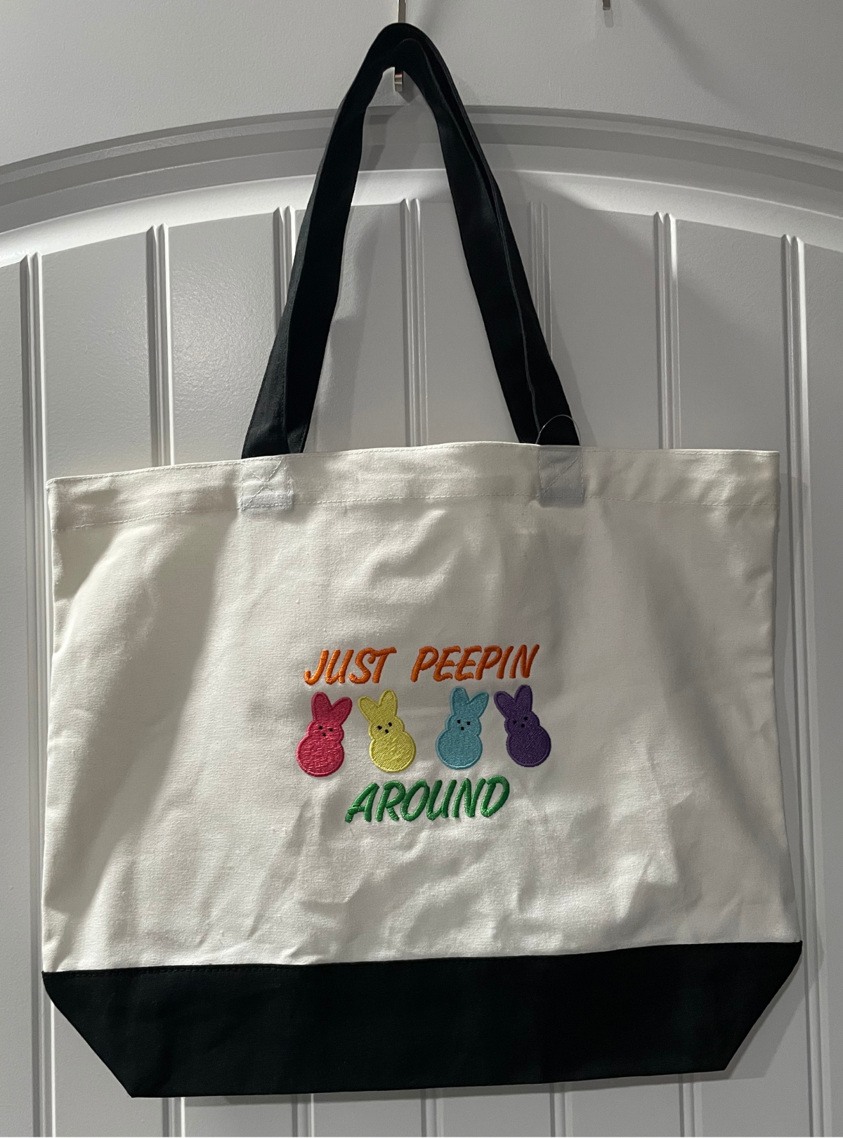 Just Peepin Around Embroidered Tote Bag