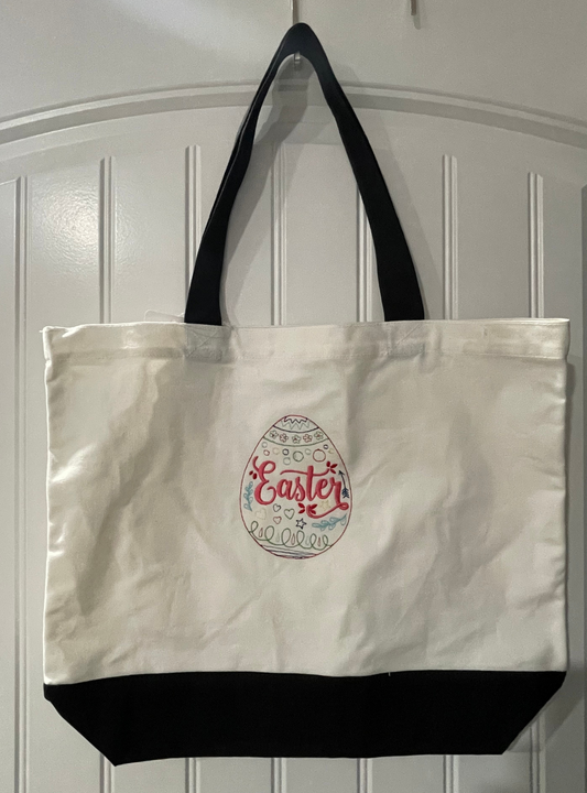 Easter Egg Embroided Tote Bag