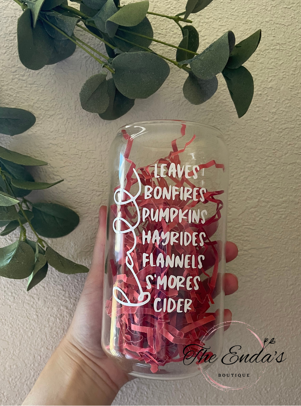 Fall Words Glass Cup